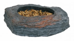 Felsschale zur Wurmfütterung LAVA ROCK 325 ml , BTH 22x12x5,5 cm